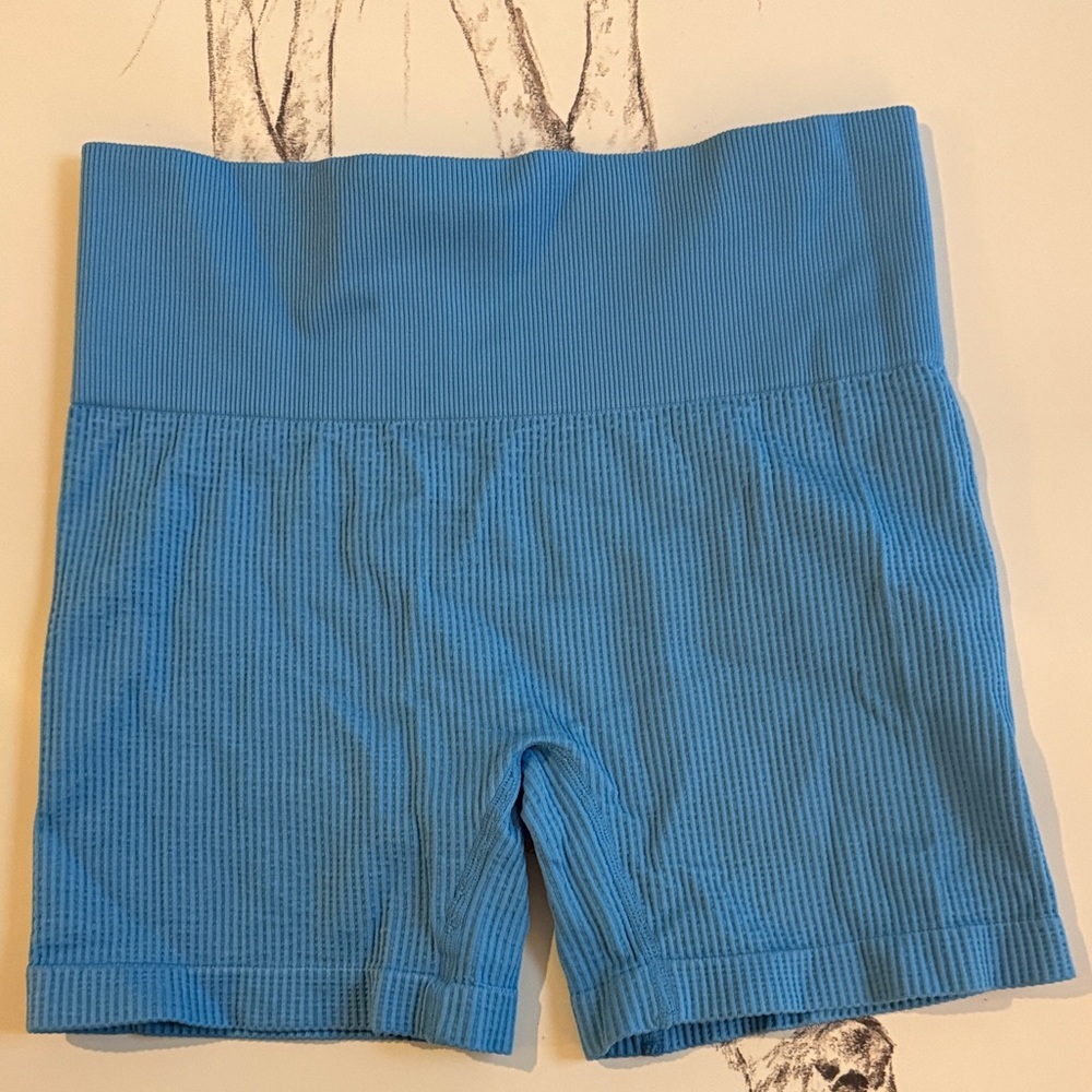 Colsie Women's Ribbed Athletic Shorts in Blue